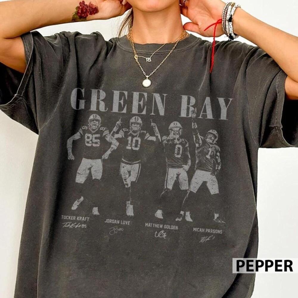Green Bay Football Jordan Love Tucker Kraft Matthew Golden Micah Parsons Tee